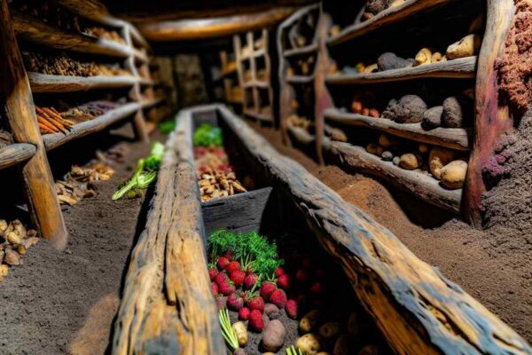 Root cellar storage of local Breton produce at Ty An Heol
