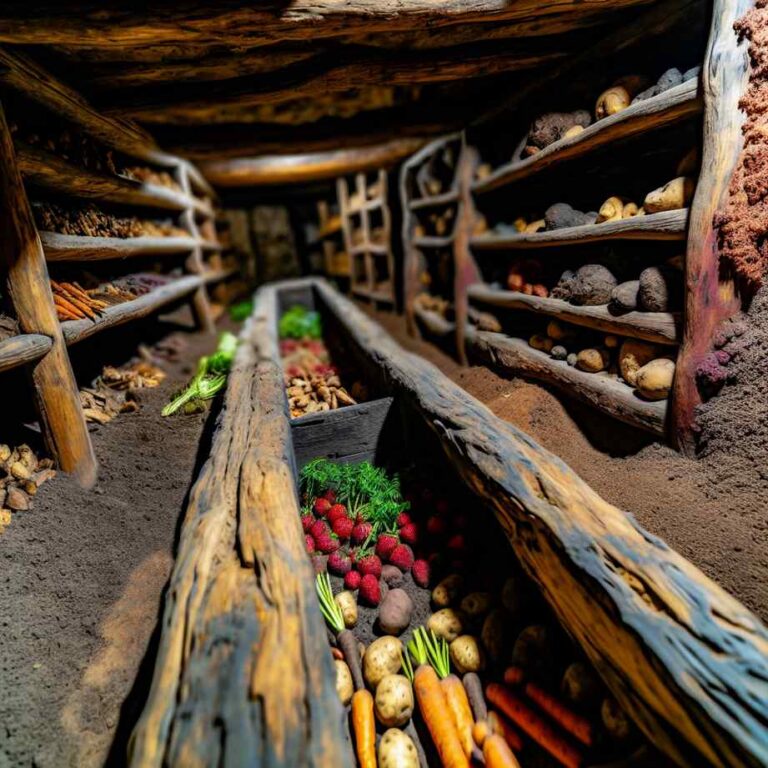 Root cellar storage of local Breton produce at Ty An Heol