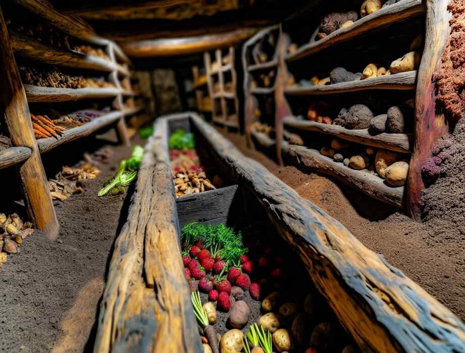 Root cellar storage of local Breton produce at Ty An Heol