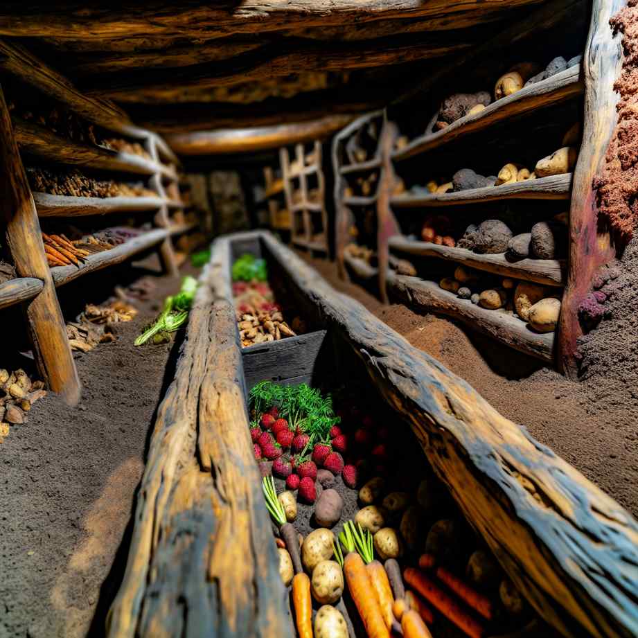 Root cellar storage of local Breton produce at Ty An Heol